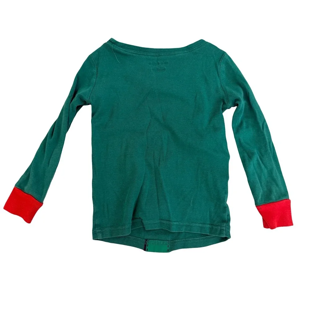 Old Navy Pajamas Elf Costume Green Red Christmas Holiday Kids 3T